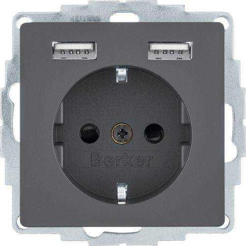 Berker 48036086 Steckdose SCHUKO/USB A-A, Q.1/Q.3/Q.7/Q.9, anthrazit samt, lackiert Mesch Shop Berker 48036086 Steckdose SCHUKO/USB A-A, Q.1/Q.3/Q.7/Q.9, anthrazit samt, lackiert Mesch Shop