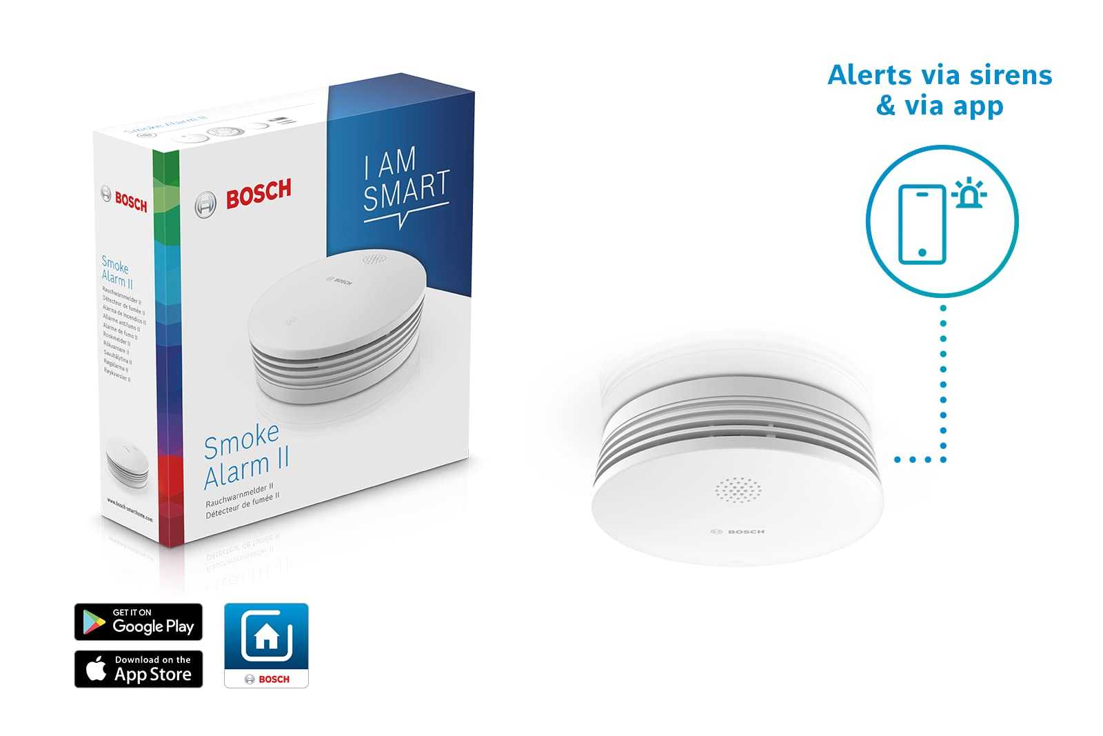 Bosch Smart Home Rauchmelder II - Intelligenter Schutz für Ihr Zuhause, mit App-Funktion und austauschbarer Batterie, kompatibel mit Apple HomeKit Mesch Shop