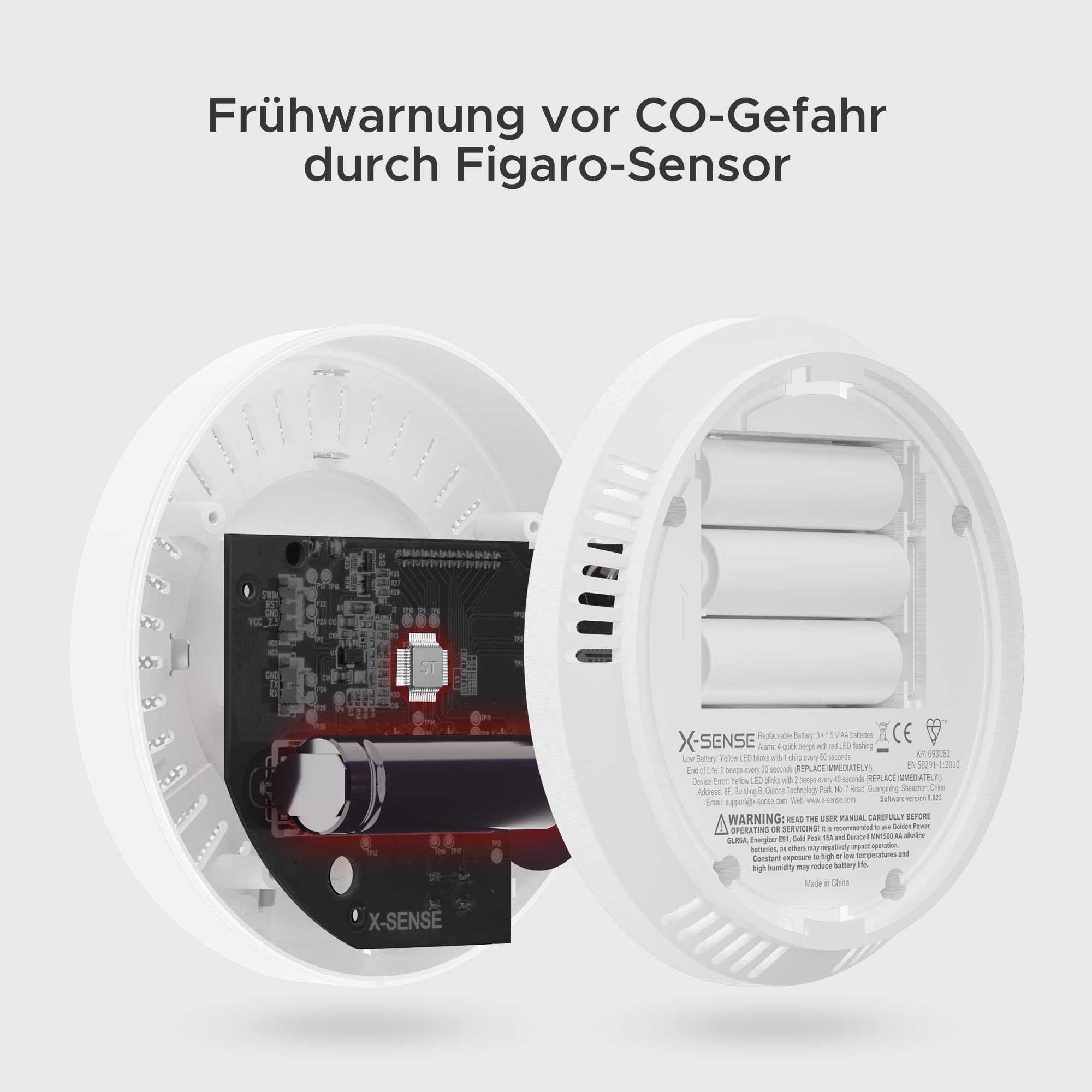 X-Sense CO03D-W Funk-Vernetzbarer Kohlenmonoxidmelder 2er Set - Maximale Sicherheit und Vernetzung für Ihr Zuhause Mesch Shop