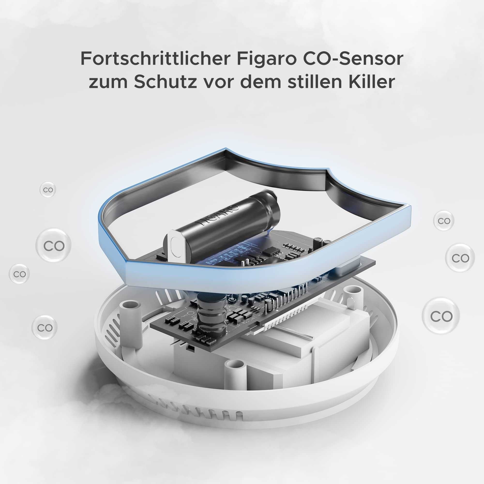 X-Sense CO03D-W Funk-Vernetzbarer Kohlenmonoxidmelder - Sichere Vernetzung für umfassenden CO-Schutz Mesch Shop