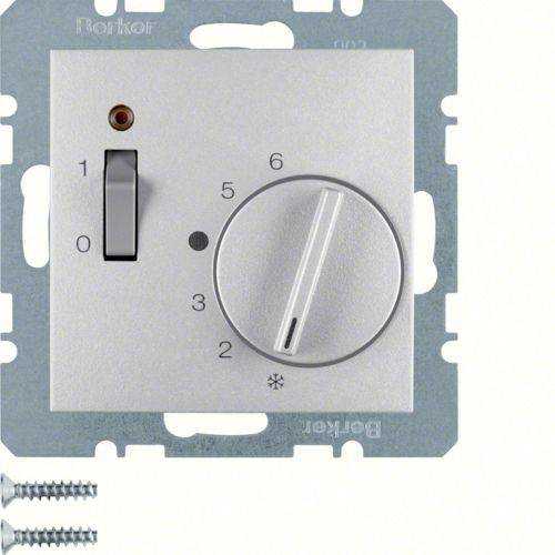 Berker 20301404 Temp.-Regler m. Öffner, Zentralstück, Wippschalter und LED S.1/B.3/B.7 alu matt Mesch Shop