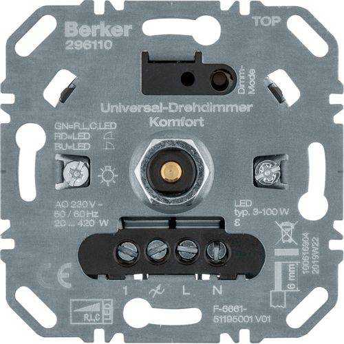Berker 296110 Universal-Drehdimmer Komfort (R, L, C, LED), Softrastung, Lichtsteuerung Mesch Shop