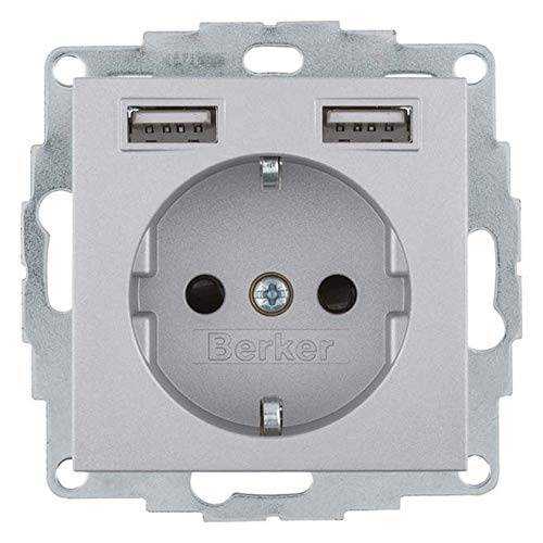 Berker 48031404 Steckdose SCHUKO/USB A-A, B.3/B.7, alu matt, lackiert Mesch Shop