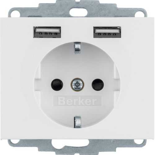 Berker 48037009 Steckdose SCHUKO/USB A-A, K.1, polarweiß glänzend Mesch Shop